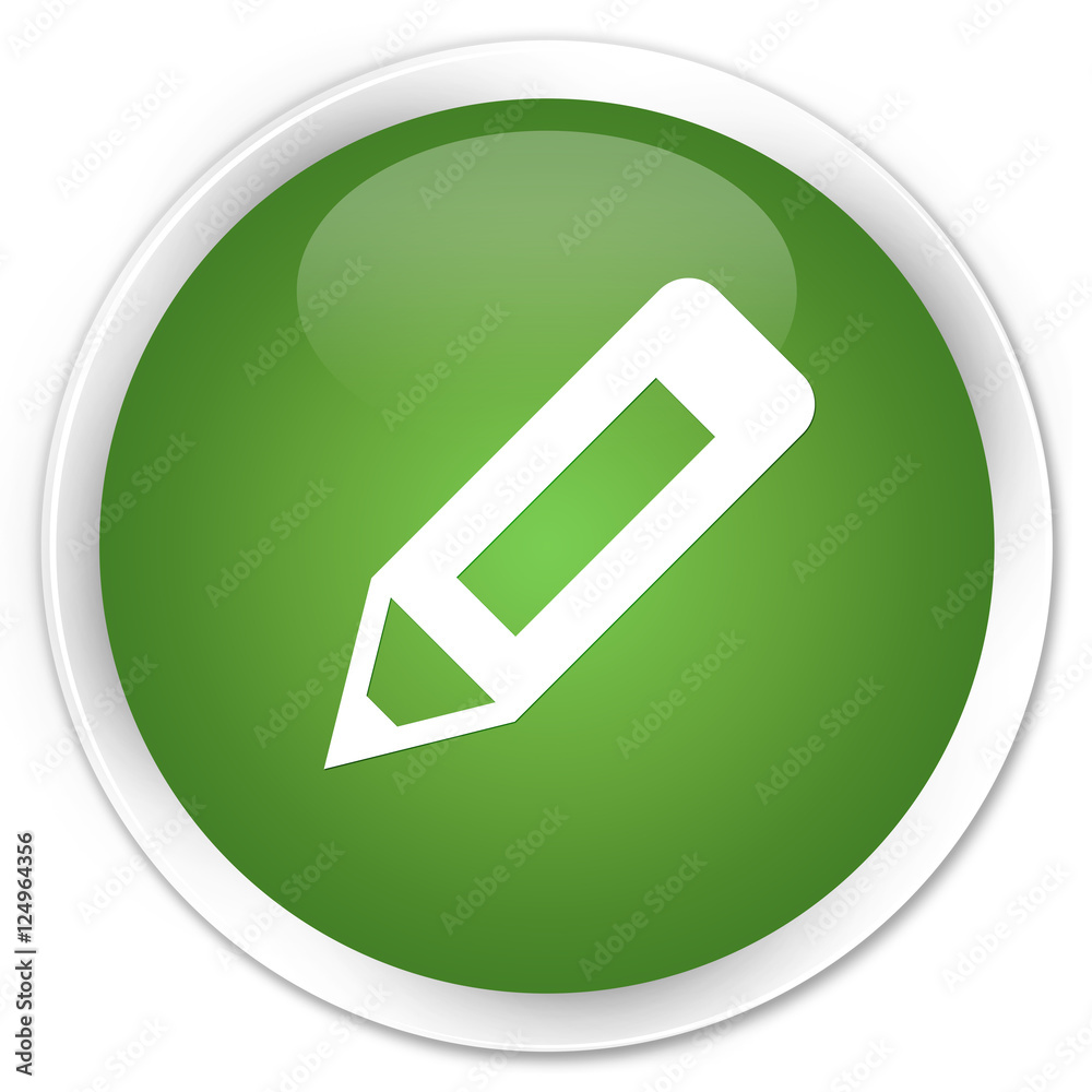 Pencil icon soft green glossy round button Pencil icon soft green glossy round button