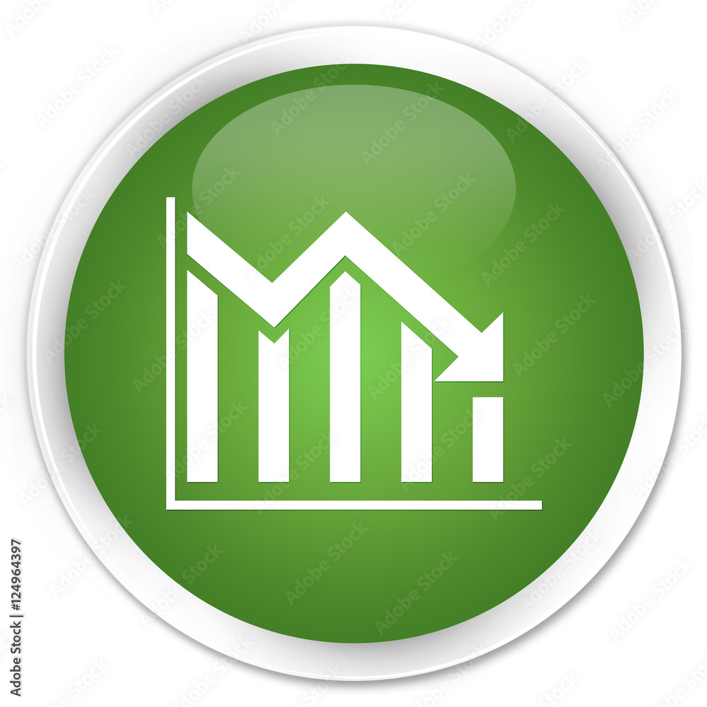 Statistics down icon soft green glossy round button Statistics down icon soft green glossy round button