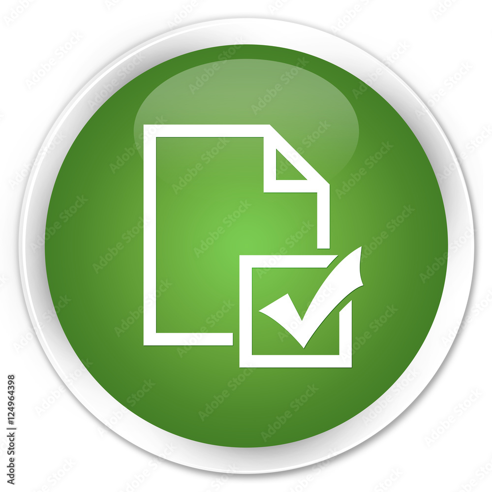 Survey icon soft green glossy round button Survey icon soft green glossy round button
