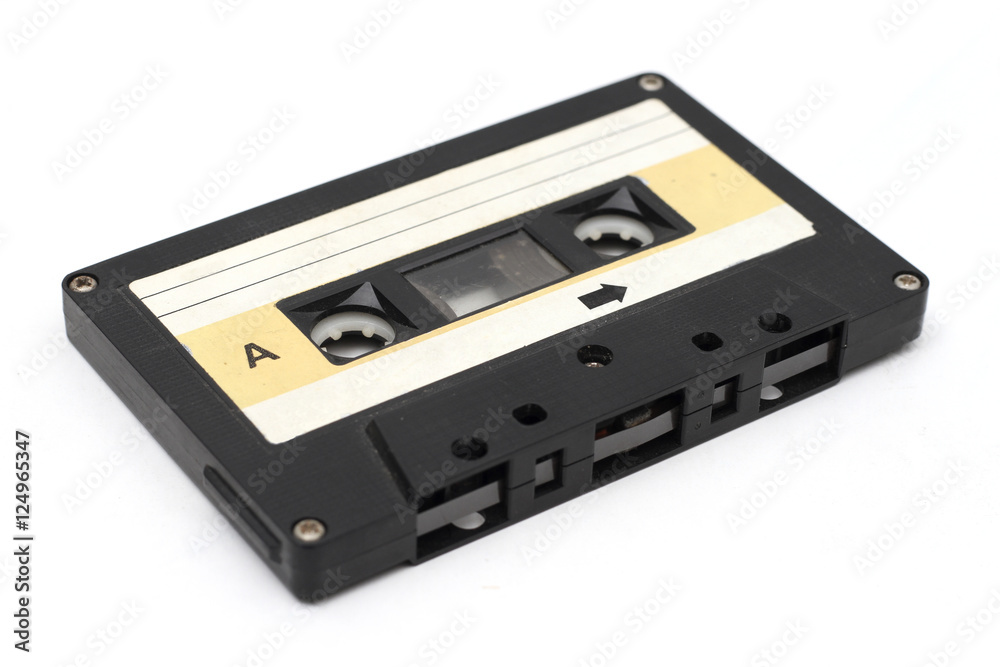 retro cassette tapes isolated white background