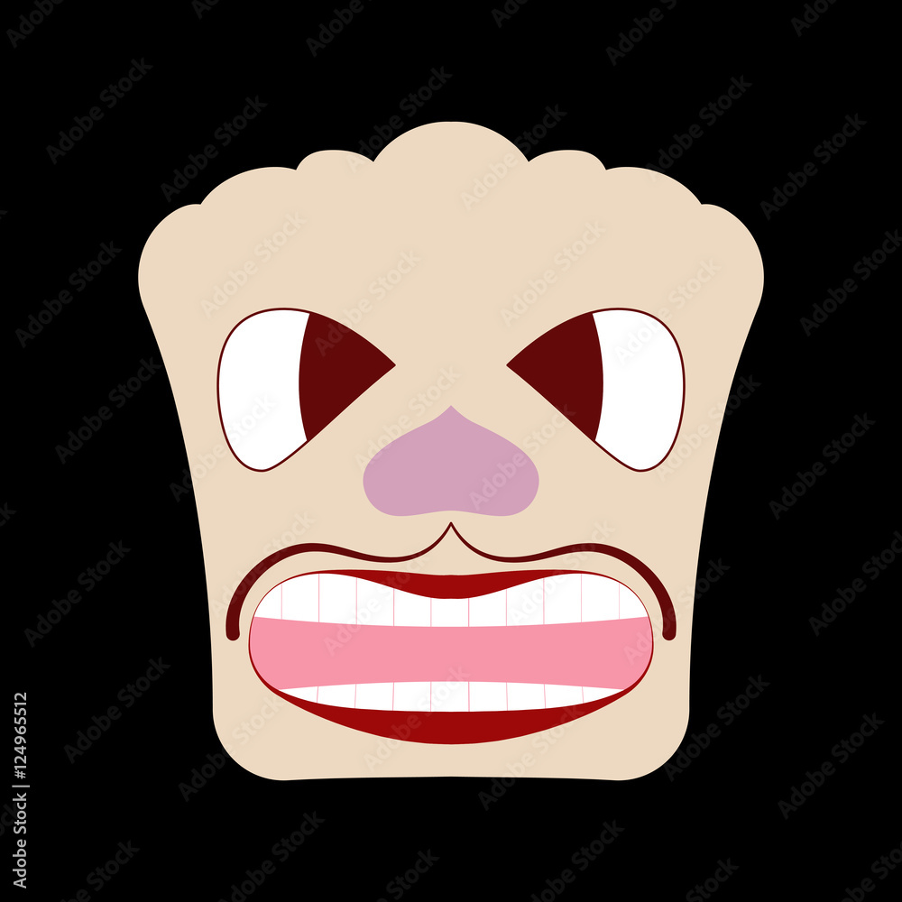 Naklejka premium Caricature faces. Angry face. Black background.