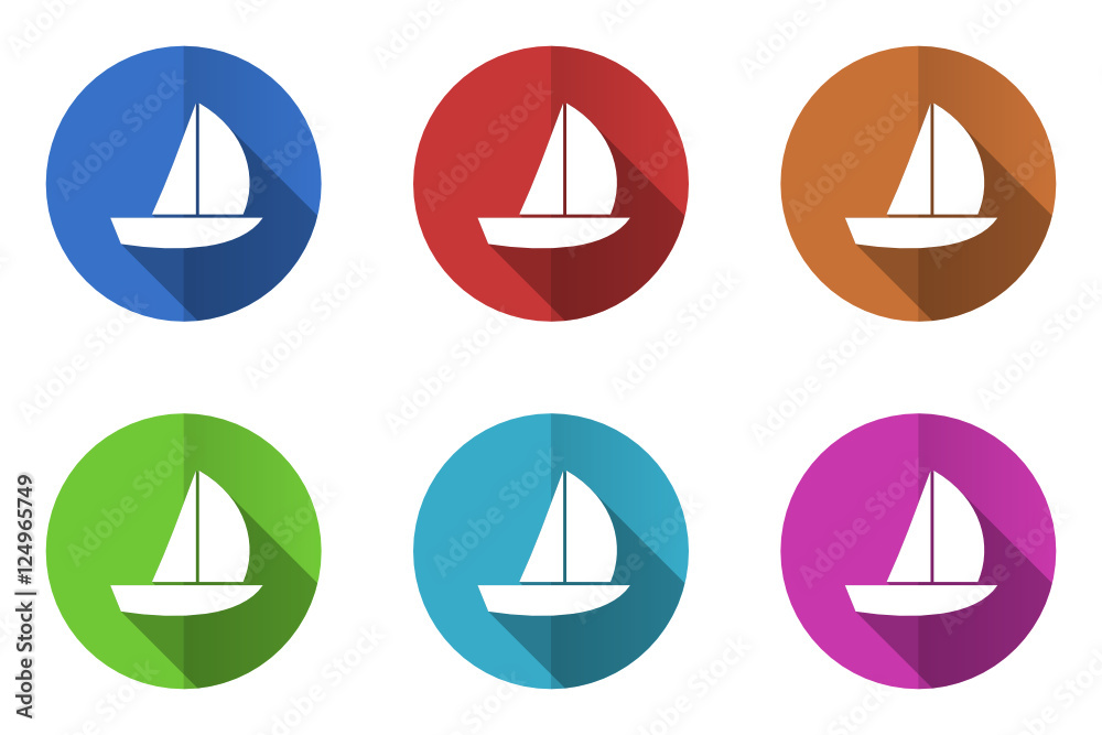 Flat design yacht vector icons