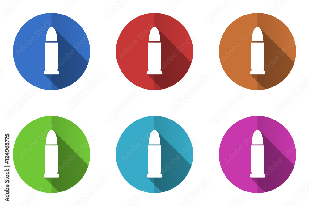 Flat design ammunition vector icons Flat design ammunition vector icons