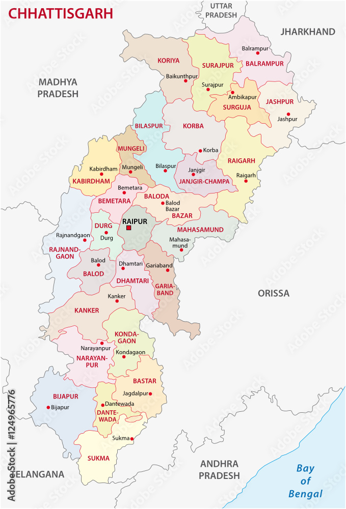 Chhattisgarh administrative and political map