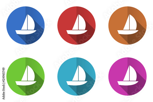 Flat design yacht vector icons