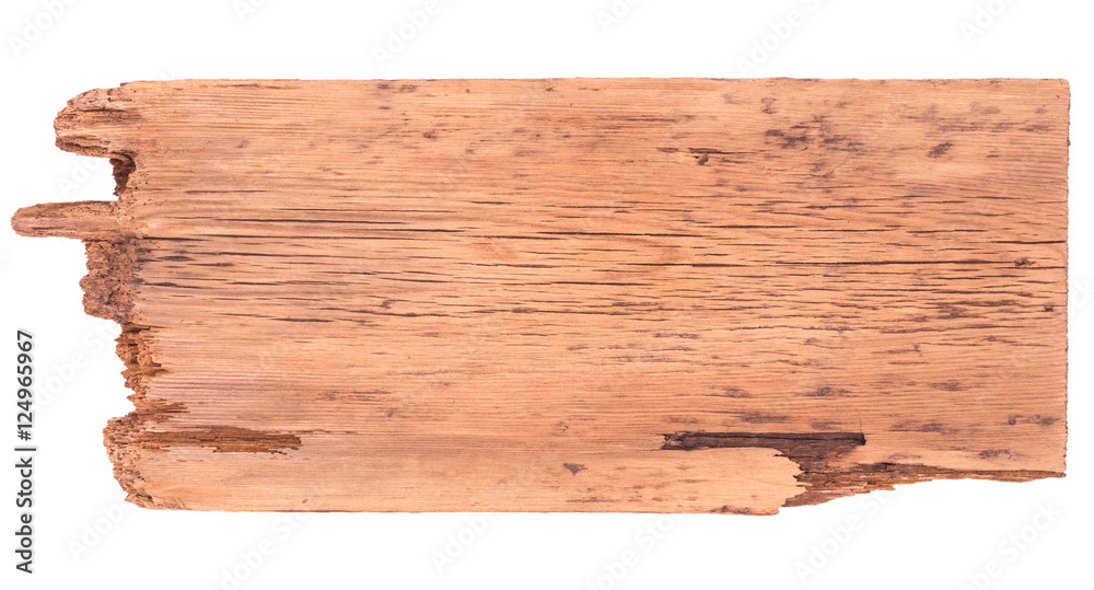 Obraz premium Old wooden board isolated on a white background.