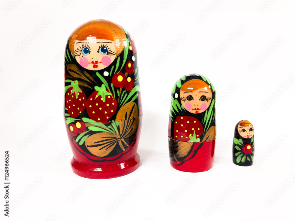 Russian dolls on White background.
