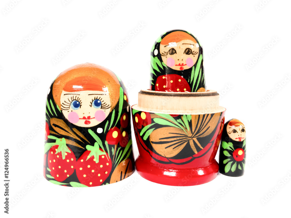 Russian dolls on White background.