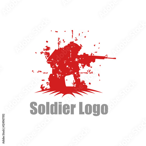 Grunge Rustic Soldier Troop Aiming Target Logo Template