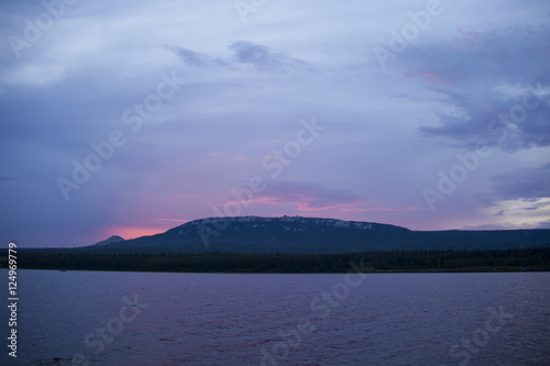 Sunset on lake Zyuratkul. Ural. Russia