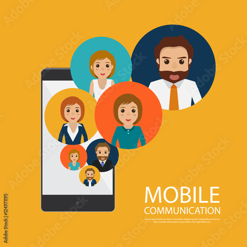 mobile application communication people character. business infographic.