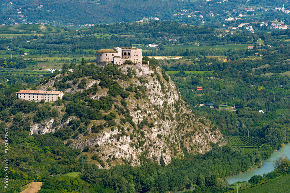 Forte di Rivoli (Rivoli Fort), built by the Austrians in the border protection over the Val d'Adige, Verona Italy
