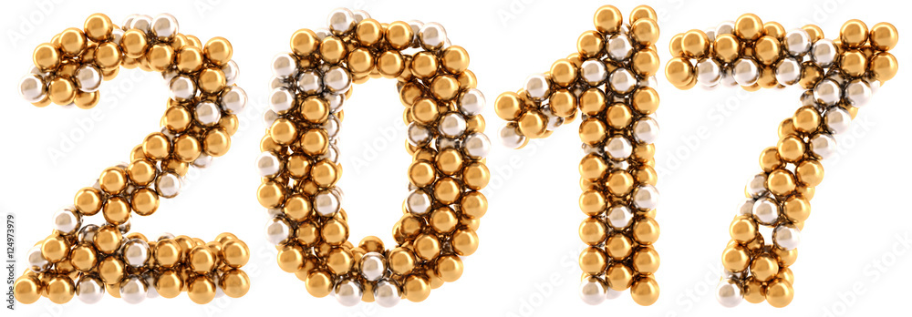 new 2016 year from golden and silver balls. isolated on white. 3D illustration new 2016 year from golden and silver balls. isolated on white. 3D illustration