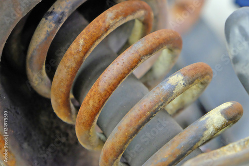 Old rusty and dirty coil spring