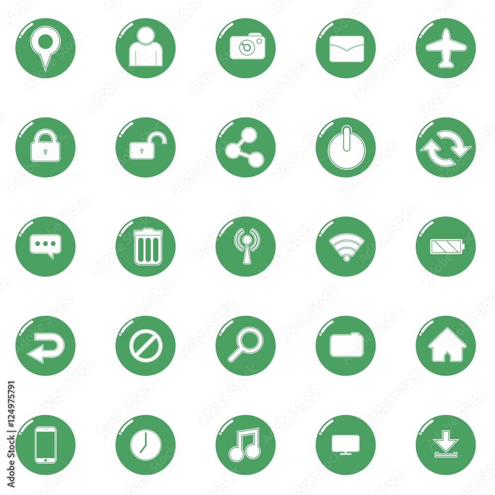 Green Round Web or Phone Icon Set Green Round Web or Phone Icon Set