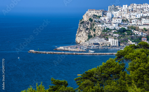 Gargano coast: bay of Rodi garganico.-(Apulia) ITALY-Panoramic view of the old city.