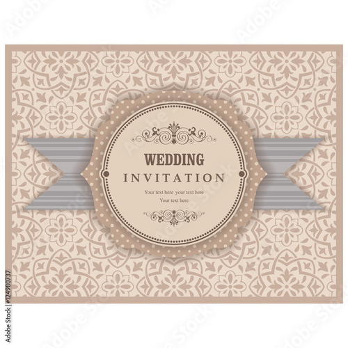 Invitation cards in an old-style beige and brown