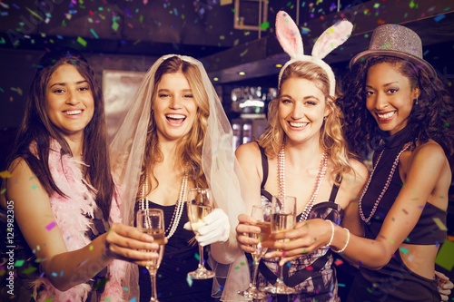Composite image of friends celebrating bachelorette party