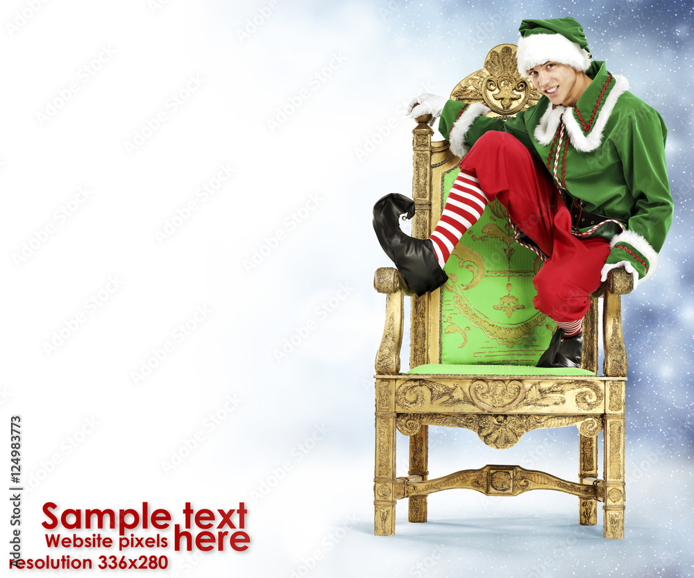 Obraz premium Green elf and christmas time.