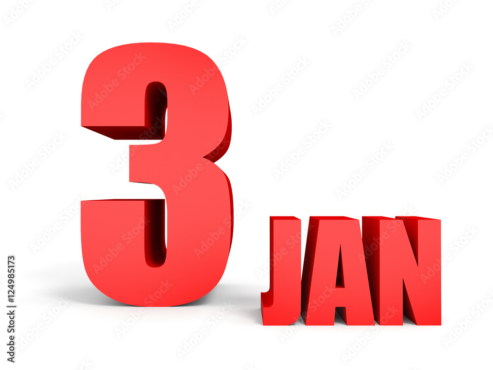 January 3. Text on white background. January 3. Text on white background.
