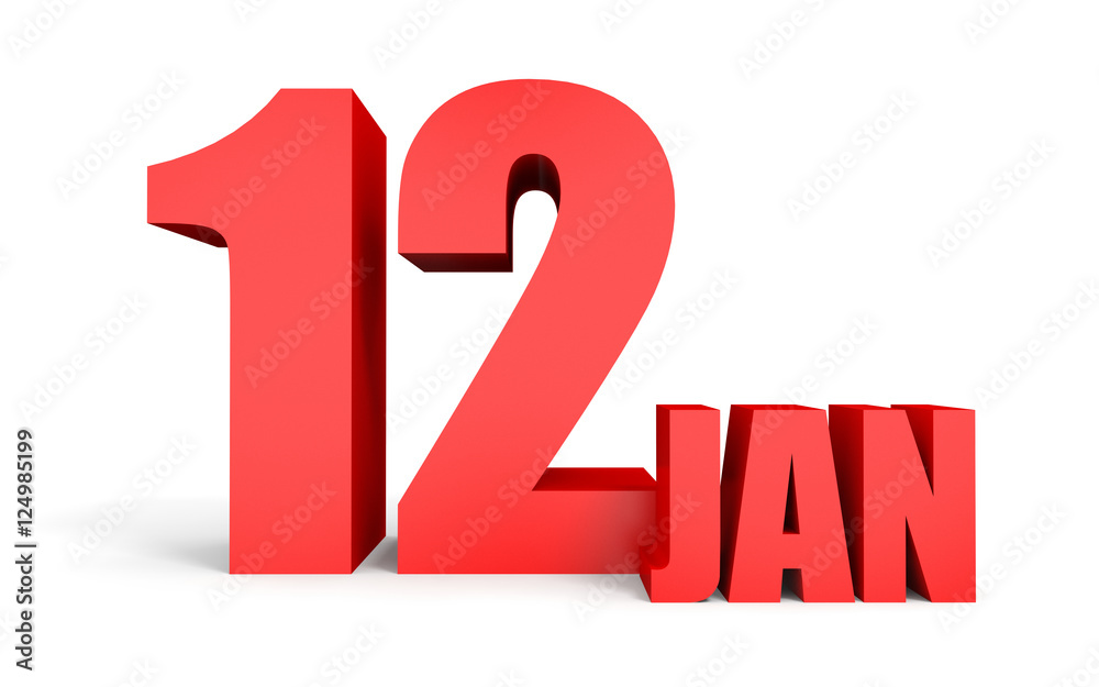 January 12. Text on white background. January 12. Text on white background.