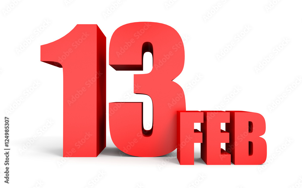 February 13. Text on white background. February 13. Text on white background.