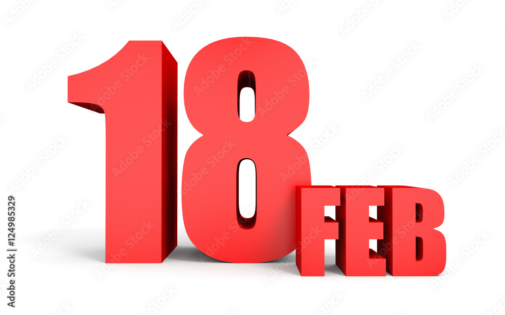 February 18. Text on white background. February 18. Text on white background.