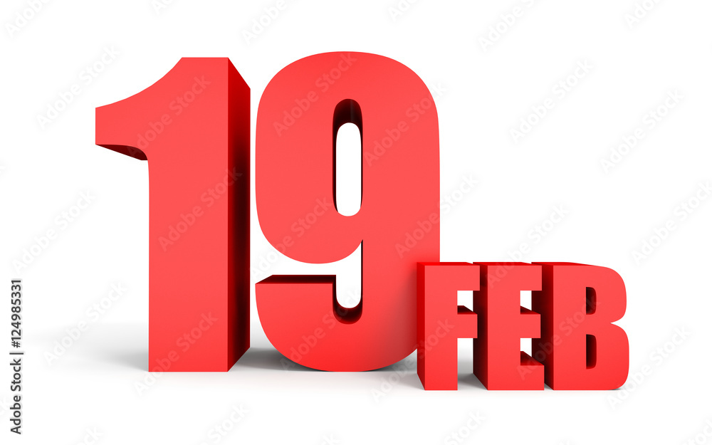 February 19. Text on white background. February 19. Text on white background.