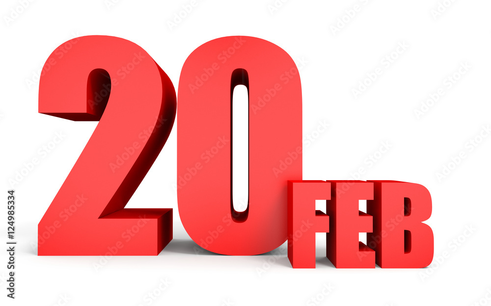 February 20. Text on white background. February 20. Text on white background.