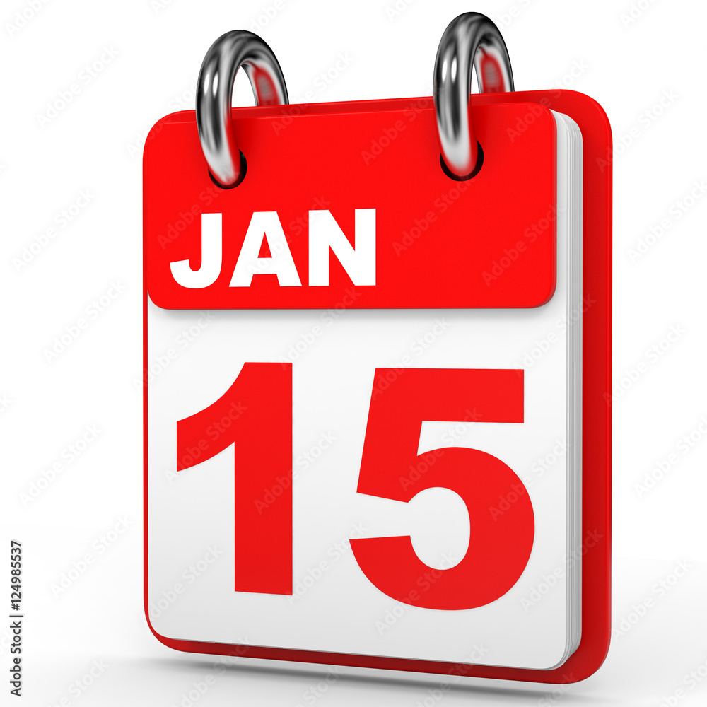 January 15. Calendar on white background. January 15. Calendar on white background.