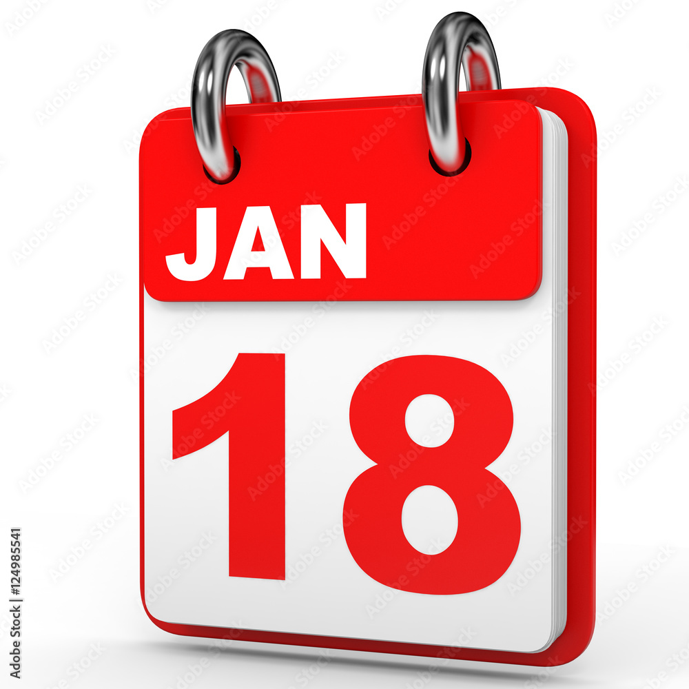 January 18. Calendar on white background. January 18. Calendar on white background.