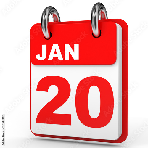 January 20. Calendar on white background.