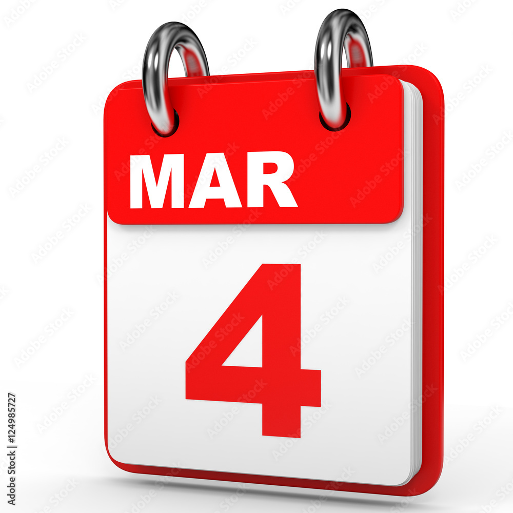 March 4. Calendar on white background. March 4. Calendar on white background.