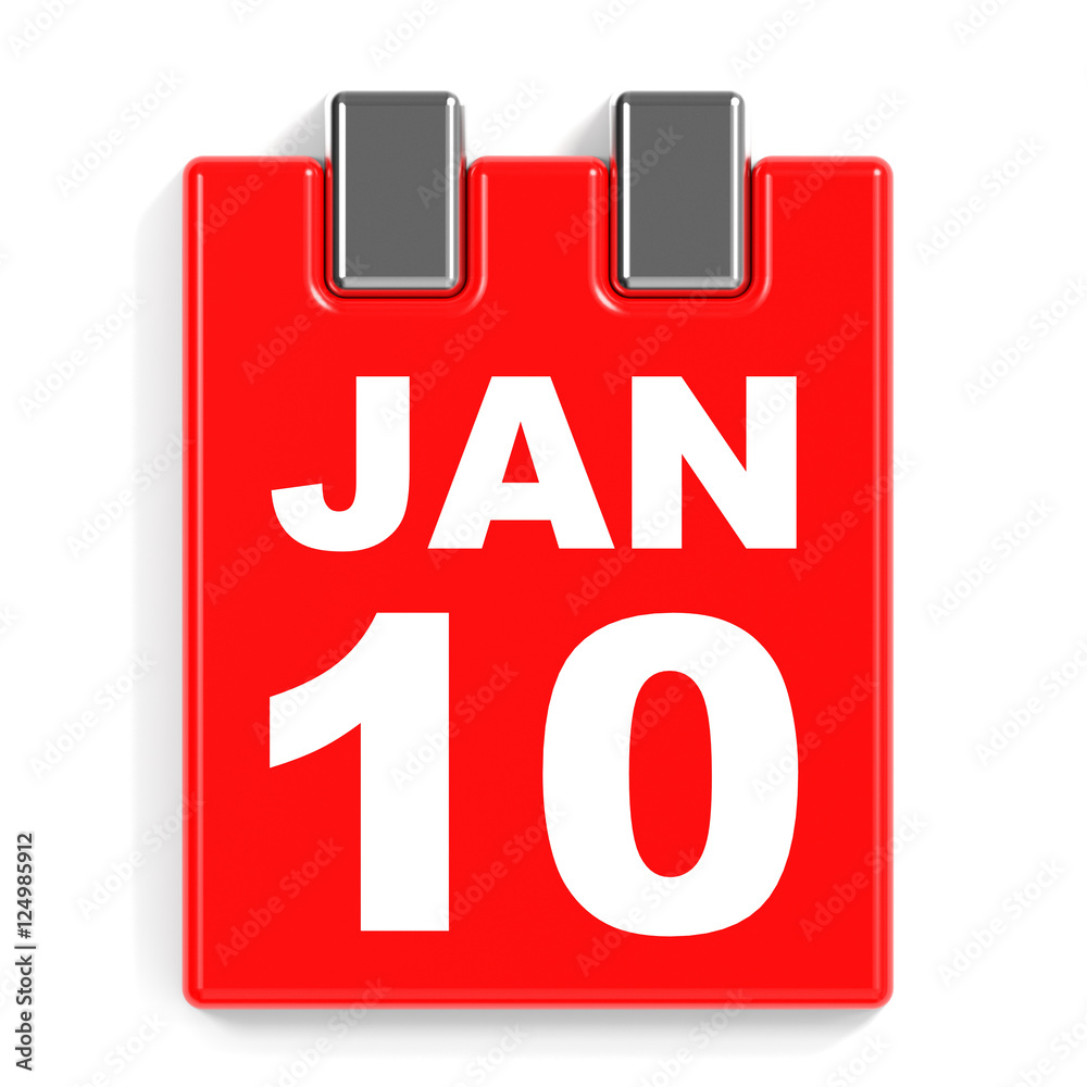 January 10. Calendar on white background. January 10. Calendar on white background.