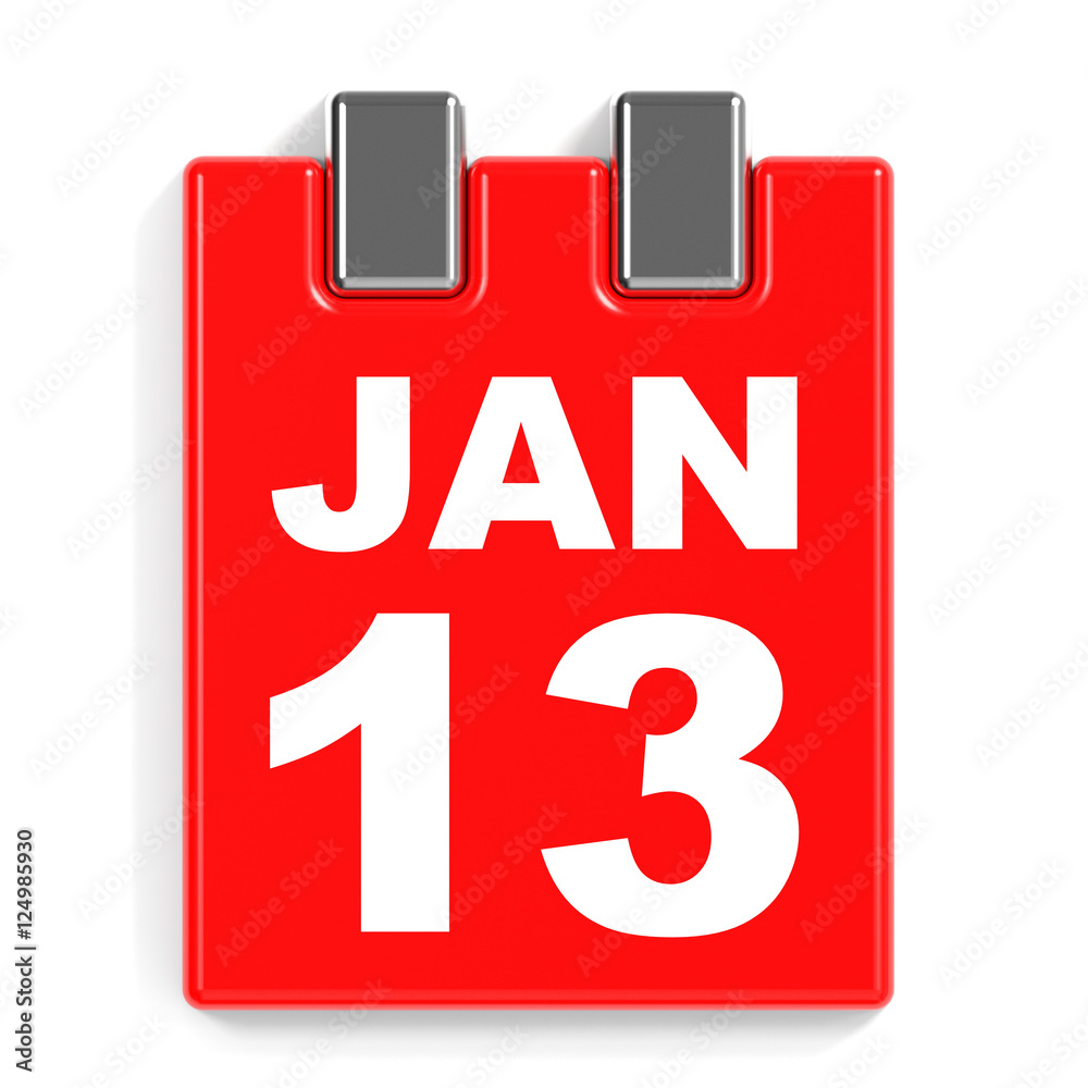 January 13. Calendar on white background. January 13. Calendar on white background.