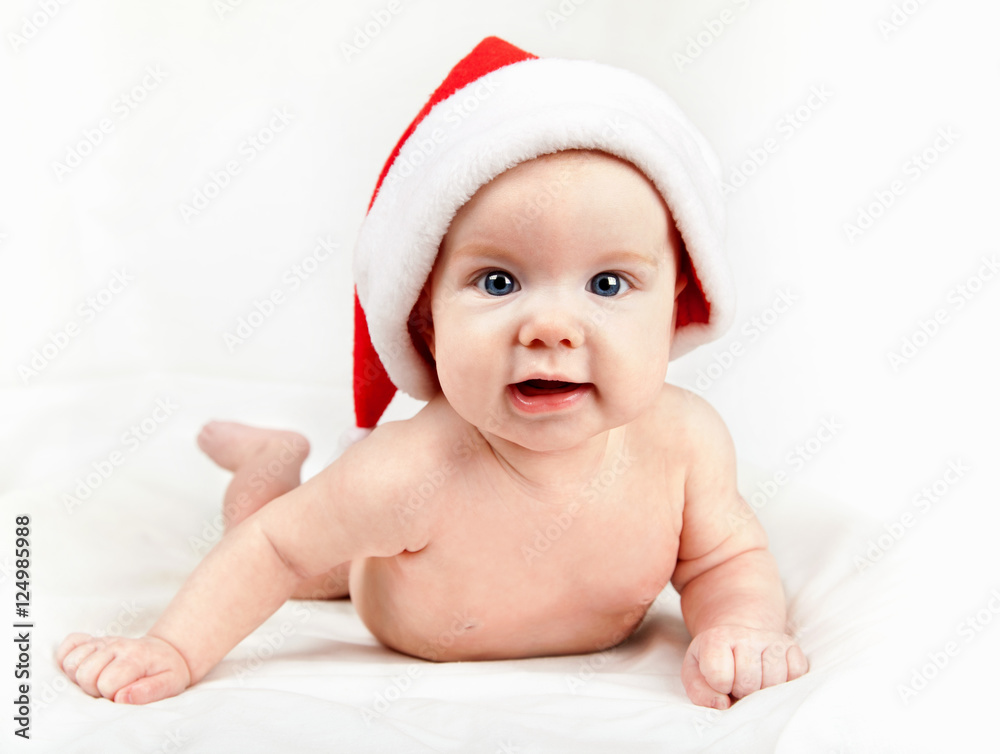 Baby in red Santa hat Baby in red Santa hat