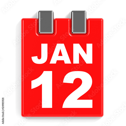 January 12. Calendar on white background.