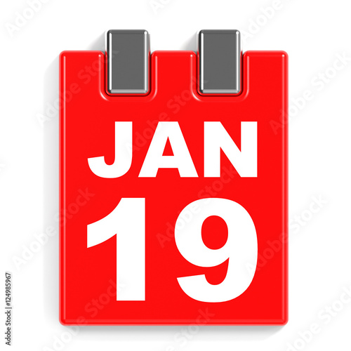 January 19. Calendar on white background.