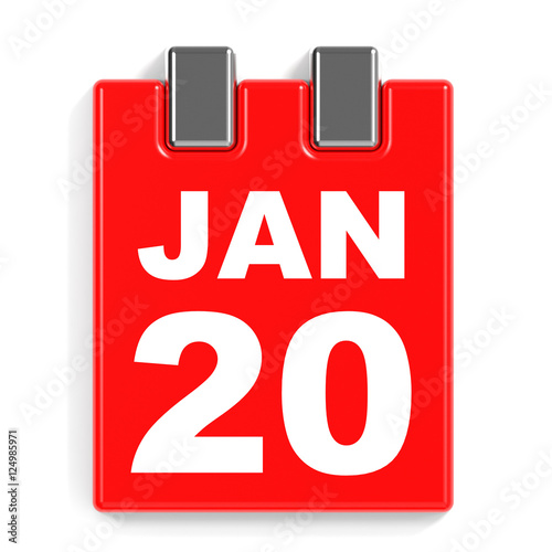 January 20. Calendar on white background.