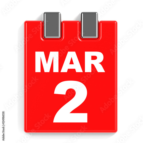 March 2. Calendar on white background.