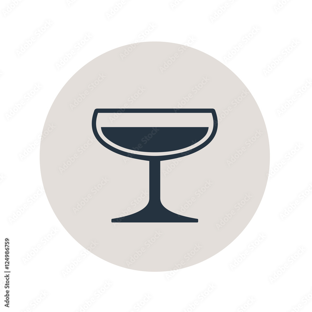 Icono plano copa champan en circulo color gris Icono plano copa champan en circulo color gris