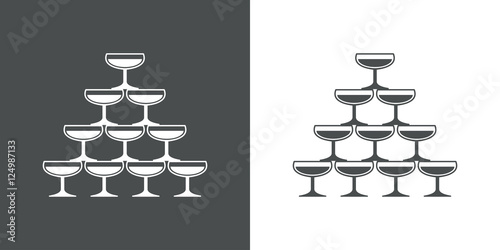 Icono plano piramide copas champan gris photo