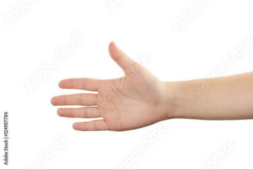 Photographie Hand einer jungen Frau mit offener Handfläche