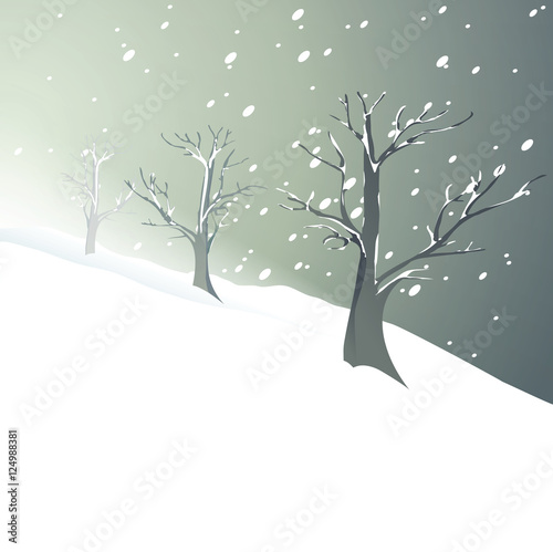 Winter background with snow-covered trees © czibo