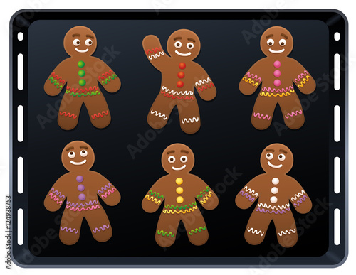 Gingerbread man on baking plate - cute and sweet christmas cookies.