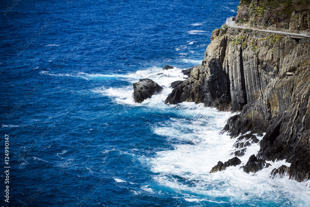 Cliff path and sea in Cinque Terre Italy
