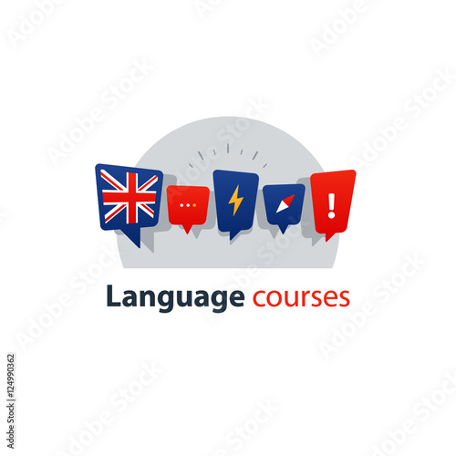 English language courses advertising concept. Fluent speaking foreign language