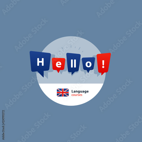 English language courses advertising concept. Fluent speaking foreign language