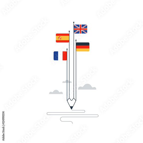 International language courses advertising concept. Fluent speaking
