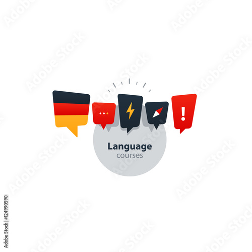 German language courses advertising concept. Fluent speaking foreign language